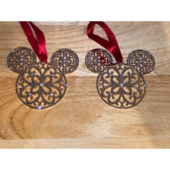 Disney Movie Club 2017 Reward Exclusive Mickey Mouse Metal Ornaments Set Of 2 - Picture 1 of 4